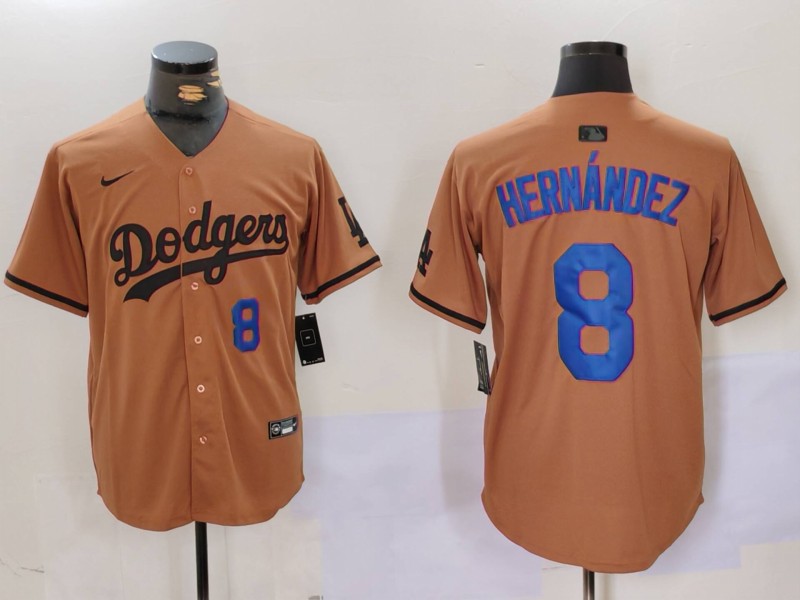 Men Los Angeles Dodgers #8 Hernandez army green joint name 2024 Nike MLB Jersey style 4->los angeles dodgers->MLB Jersey